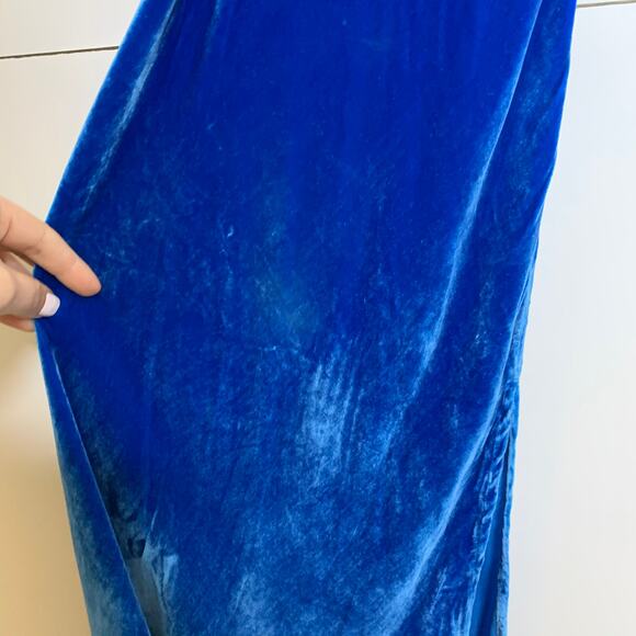 Rat & Boa Sahara Blue Velvet Dress Gown Maxi Womens Small - Picture 7 of 15